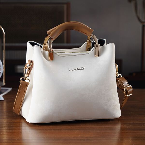 LA MAREY Crossbody Tasche mit Rei&szlig;verschlussf&auml;chern und verstellbarem Schulterriemen, 25x20x11cm, Cremewei&szlig; image number 2