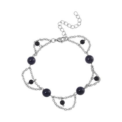 Blauer Sandstein Armband ca. 19 cm 316L Edelstahl ca. 18.90 ct