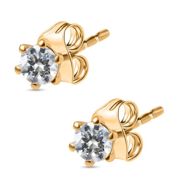 Moissanit Ohrringe 925 Silber 750 Gelbgold Vermeil ca. 0.43 ct image number 4