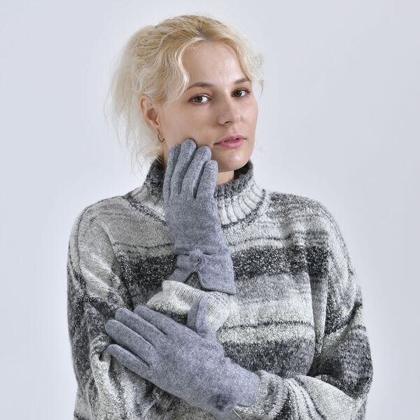 Kashmir Handschuhe mit Supersoft Mikroplusch futter, Grau image number 2