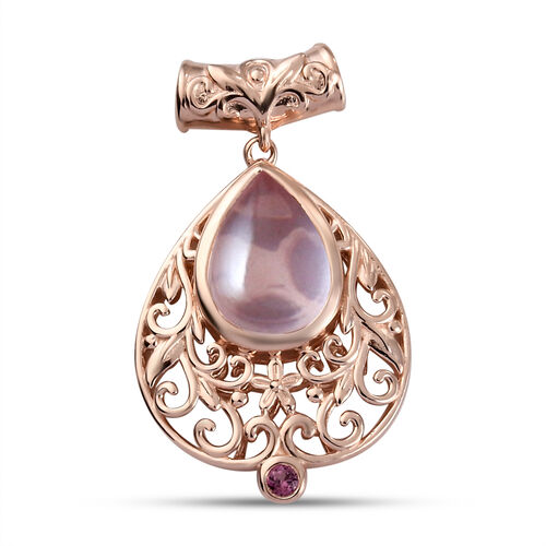 Rosenquarz und Rhodolith Granat-Anhänger in Silber, 6,16 ct. image number 0