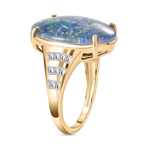 Boulder Opal Triplett und Zirkon Ring - 7,14 ct. image number 5