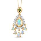D'Joy AA Natürlicher, äthiopischer Welo Opal Anhänger mit Kette ca. 50 cm, 925 Silber 750 Gelbgold Vermeil ca. 2.41 ct