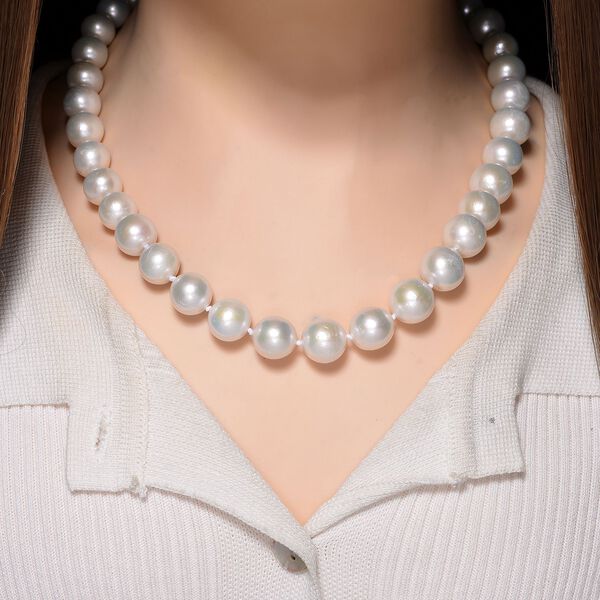 D'Joy Wei&szlig;e Edison Perle (11-14 mm) Halskette ca. 50 cm 925 Silber vergoldet image number 3