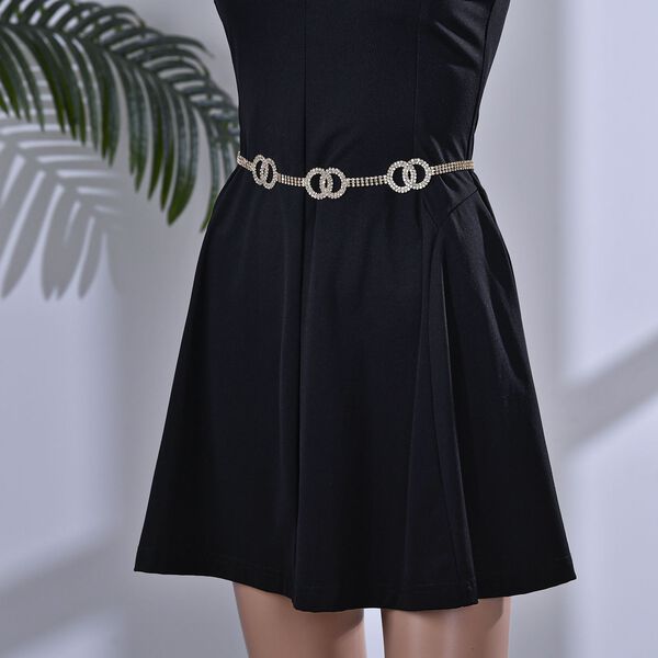 Kristall G&uuml;rtel ,100% Glaskristall und Metall, L130cm, 61g, gold image number 2