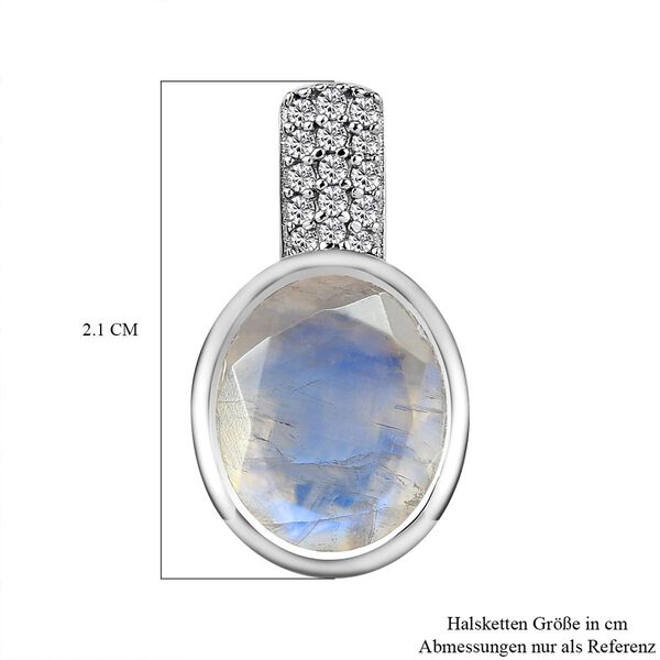 Premium Regenbogen Mondstein und weißer Zirkon-Anhänger, 925 Silber platiniert ca. 4.56 ct image number 6