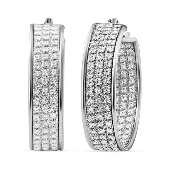 NY Kollektion- Diamantschliff-Creolen in rhodiniertem Silber image number 0