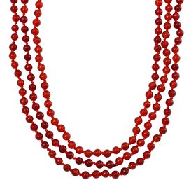 Dreilagige rote Achat-Halskette, 150cm - 375 ct.