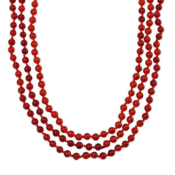 Dreilagige rote Achat-Halskette, 150cm - 375 ct. image number 0