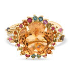 AA Citrin, Mehrfarbig-Turmalin Ring 925 Silber Gelbgold Vermeil (Größe 18.00) ca. 11,84 ct