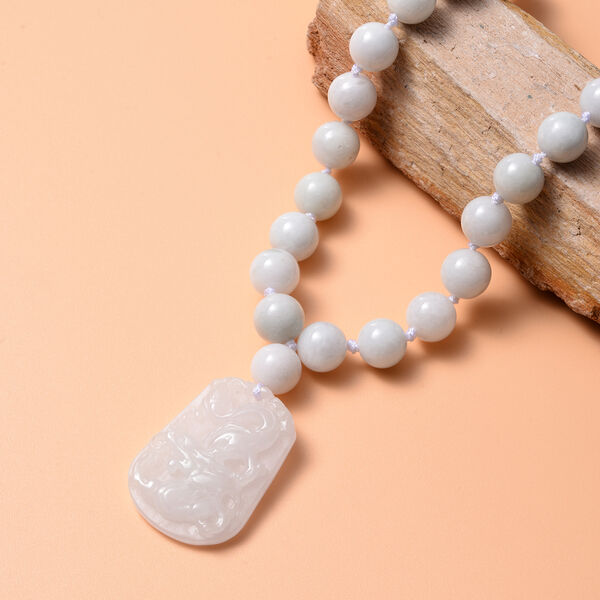 Wei&szlig;e Jade Halskette 45 cm 925 Silber rhodiniert ca. 413,50 ct image number 2