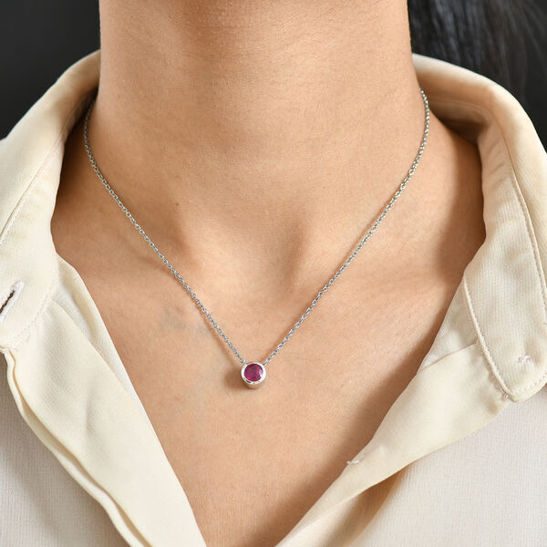 D'Joy afrikanischer Rubin Anh&auml;nger mit 50cm Edelstahl-Kette,  925 Silber platiniert  - 1,28 ct. image number 3