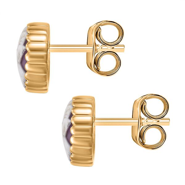 Italienische Kamee Ohrringe aus Conch-Muschel in Goldton image number 5