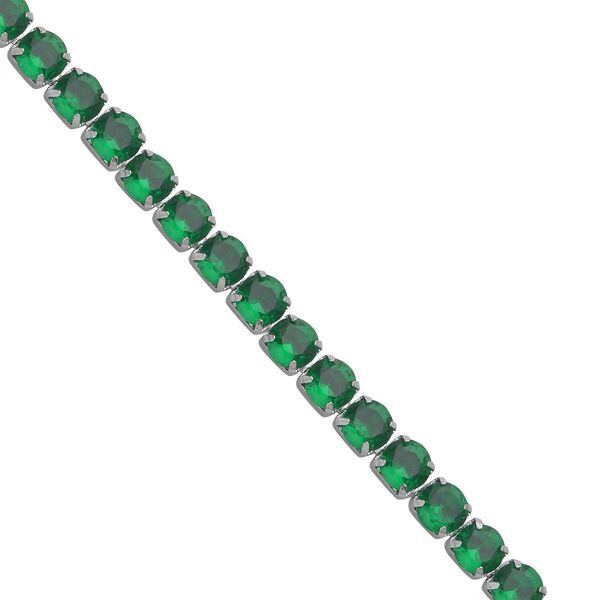 Gr&uuml;ne Zirkonia Halskette, ca. 38 cm, Edelstahl ca. 45,00 ct image number 4