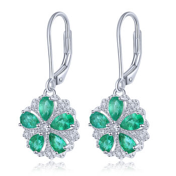 AAA Kagem sambische Smaragd und Zirkon-Ohrringe, 925 Silber rhodiniert ca. 2.07 ct