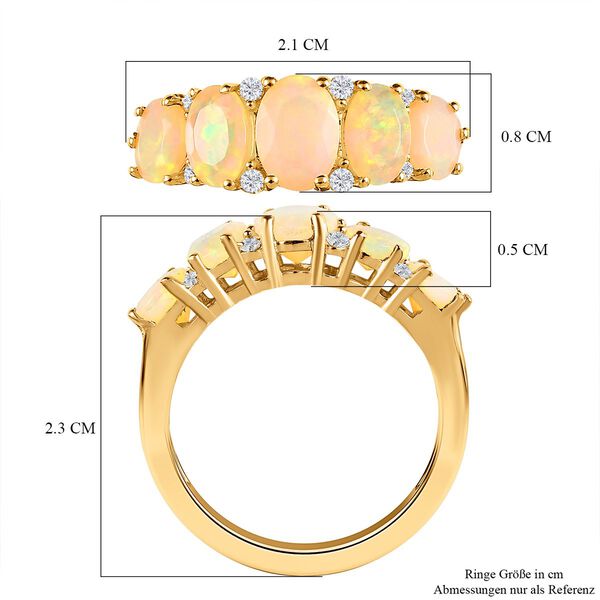AA nat&uuml;rlicher, &auml;thiopischer Welo Opal und Zirkon-Ring - 1,60 ct. image number 7