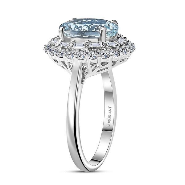 LUXURIANT DIAMOND - AAA Aquamarin, Lab Grown Diamant Ring 417 Gold (Gr&ouml;&szlig;e 20.00) ca. 3,03 ct image number 3