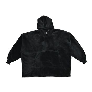 Flauschiger Flanell Hoodie mit gro&szlig;er Tasche, 194x98cm, schwarz