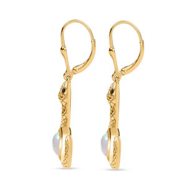 AA Nat&uuml;rlicher, &auml;thiopischer Welo Opal, Schwarzer Spinell Ohrringe 925 Silber 750 Gelbgold Vermeil ca. 0.92 ct image number 6