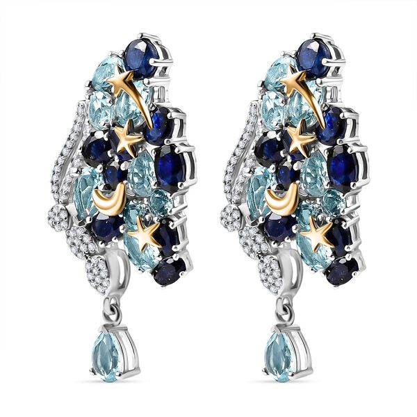 GP Trionfo Kollektion- Himmelblaue Topas, Masoala Saphir,  Zirkon und blaue Saphir zweifarbige Ohrringe - 19,83 ct. image number 5