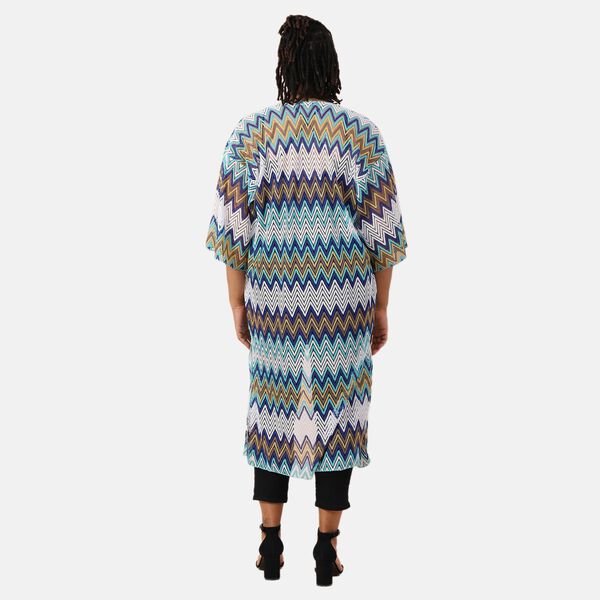 Geh&auml;kelter Kimono, Meshgewebe, Blau image number 2