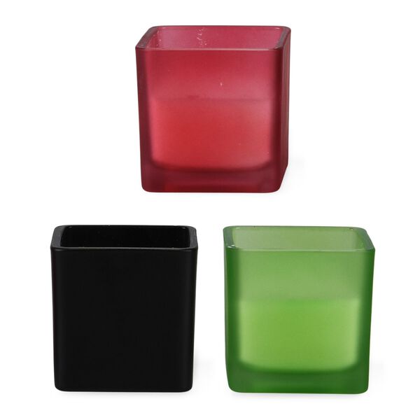 "Scented candles with bamboo base Color: Green + Black + Burgundy Squre glass jar size: 6*6cm Aroma: Coconut vanilla + mint + strawberry berries 5% perfume Paraffin Wax weight: 85g Burning time: Approximately 15 hours  ????? ??:??+??+??? ?????:6*6cm ??:?? image number 4