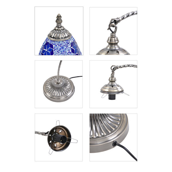 Handgefertigte orientalische Mosaikglas Tischlampe - Wassertropfen Form, Gr&ouml;&szlig;e 15x55 cm, Blau image number 7