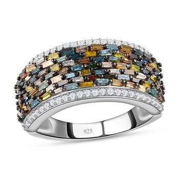 Mehrfarbiger Diamant-Cluster-Ring - 1 ct.