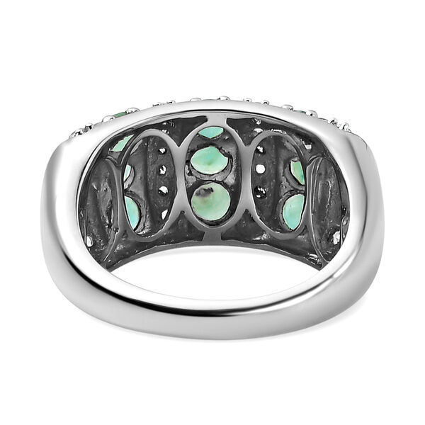 Natürlicher Merelani Mint-Granat und weißer Zirkon-Ring, 925 Silber platiniert (Größe 20.00) ca. 1.52 ct image number 6