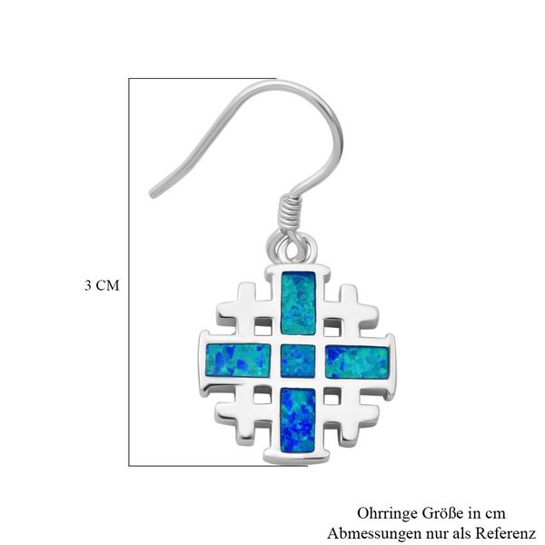 Simulierte blaue Opal Puzzle-Ohrringe image number 4
