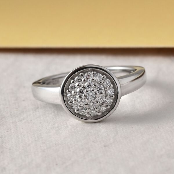 88 Facetten Moissanit Ring 925 Silber platiniert  ca. 0,29 ct image number 2