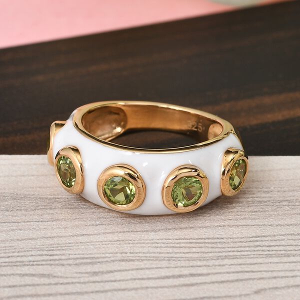 Peridot und Emailliert Ring 925 Silber 585 Vergoldet image number 7