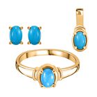 3er Set - AAA Amerikanischer Natürlicher Sleeping Beauty Türkis Anhänger, Ring und Ohrringe, 925 Silber 750 Gelbgold Vermeil ca. 2.94 ct