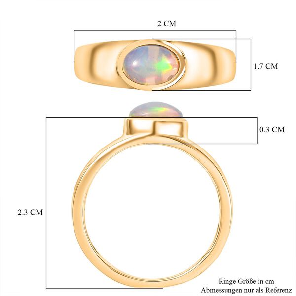 D'Joy AA Natürlicher, äthiopischer Welo Opal Ring 925 Silber 750 Gelb Vergoldet (Größe 19.00) ca. 0,53 ct image number 6