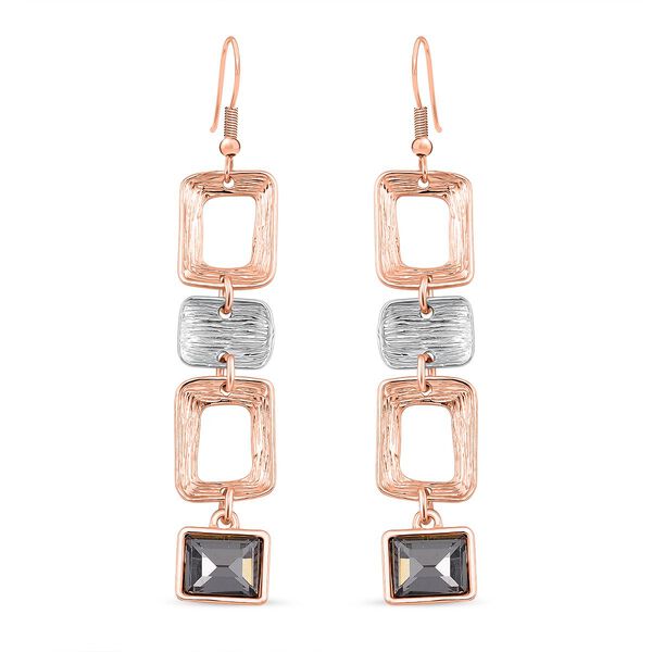 Geometrische Kristall-Ohringe in Ros&eacute;gold- und Silberton