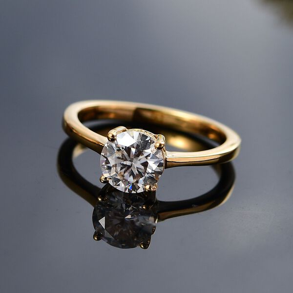 Moissanit Ring, 925 Silber vergoldet - 1,18 ct. image number 3