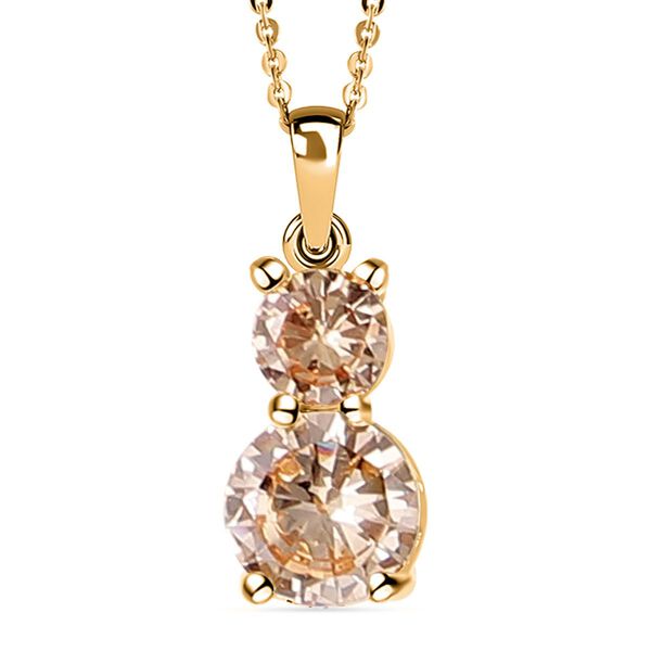 4er Set, Champagner Zirkonia Armband, Anh&auml;nger mit Kette und Ohrringen, Messing ca. 17.60 ct image number 2