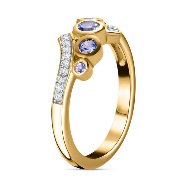 Tansanit und Zirkon-Ring, 925 Silber vergoldet  ca. 0,47 ct image number 5