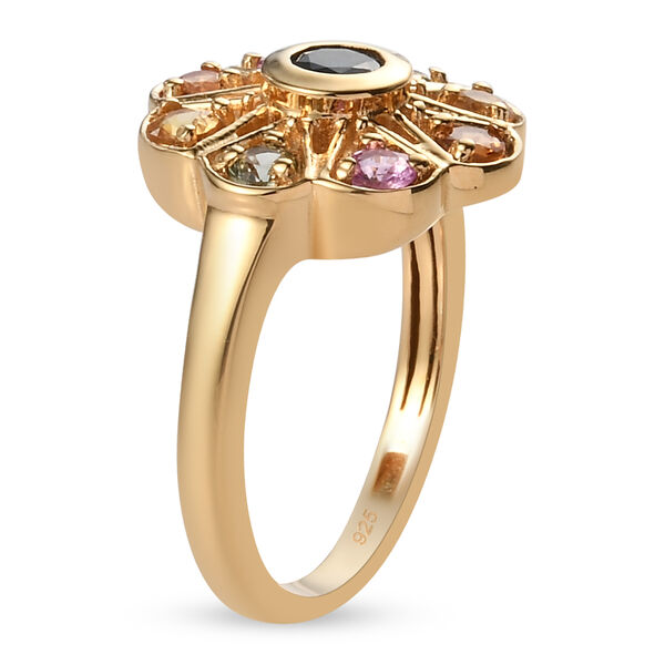 Floraler, mehrfarbiger Saphir-Ring, 925 Silber vergoldet, 1,03 ct. image number 5