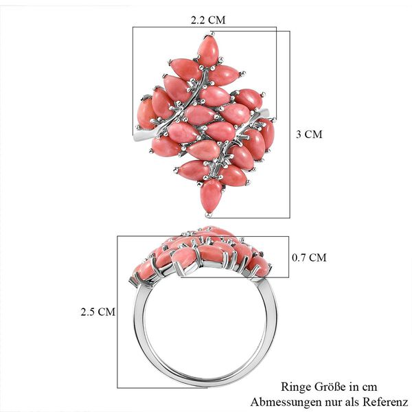 Oregon Pfirsich Opal-Cluster-Ring, 925 Silber platiniert, 3,40 ct image number 7