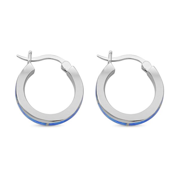 Simulierte blaue Opal Creolen image number 4