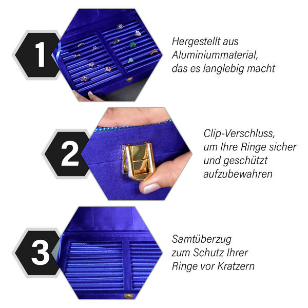Handgefertigter 120-Ring Koffer, Blau image number 4