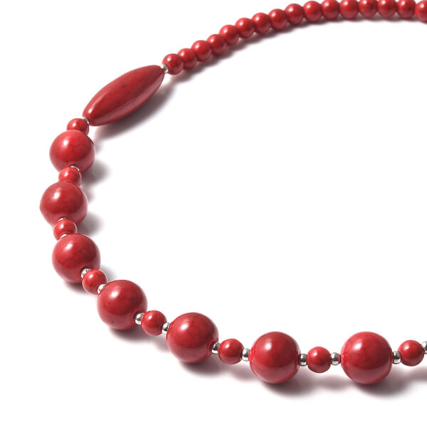 Rote Howlit-Halskette, ca. 45 cm, Edelstahl ca. 166,00 ct image number 3