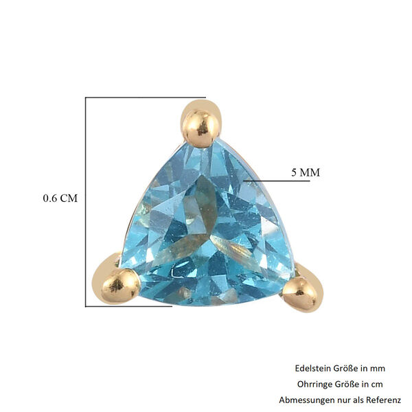 Blaue Apatit Ohrstecker 925 Silber vergoldet ca. 0,77 ct image number 3