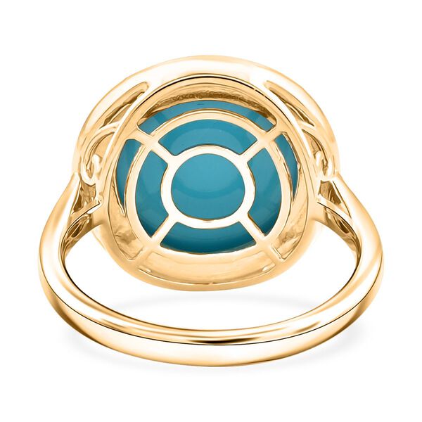 LUXORO zertifiziert und geprüft AAA Sleeping Beauty Türkis und Diamant Halo Ring in 417 Gold - 8,65 ct. image number 5