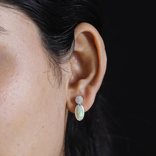AA Natürliche, äthiopische Welo Opal und Zirkon-Ohrringe - 2,09 ct. image number 3