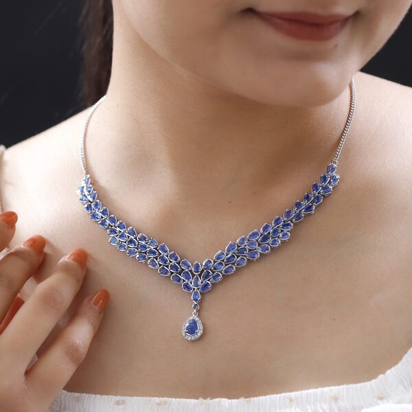 Kaschmir Kyanit Collier, ca. 45 cm, 925 Silber platiniert ca. 18.36 ct image number 2