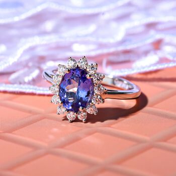 Tansanit und Moissanit Ring - 1,76 ct.