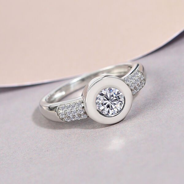 88 Facetten Moissanit Ring 925 Silber platiniert  ca. 0,55 ct image number 2