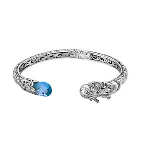Royal Bali Kollektion- Blauer Topas-Armreif, 19cm- 7 ct.